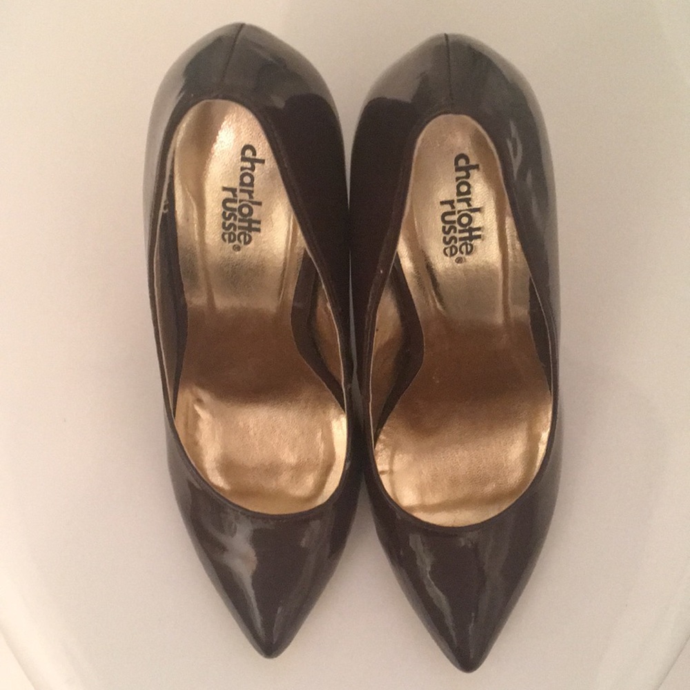 Dark Brown Patent Leather High Heels